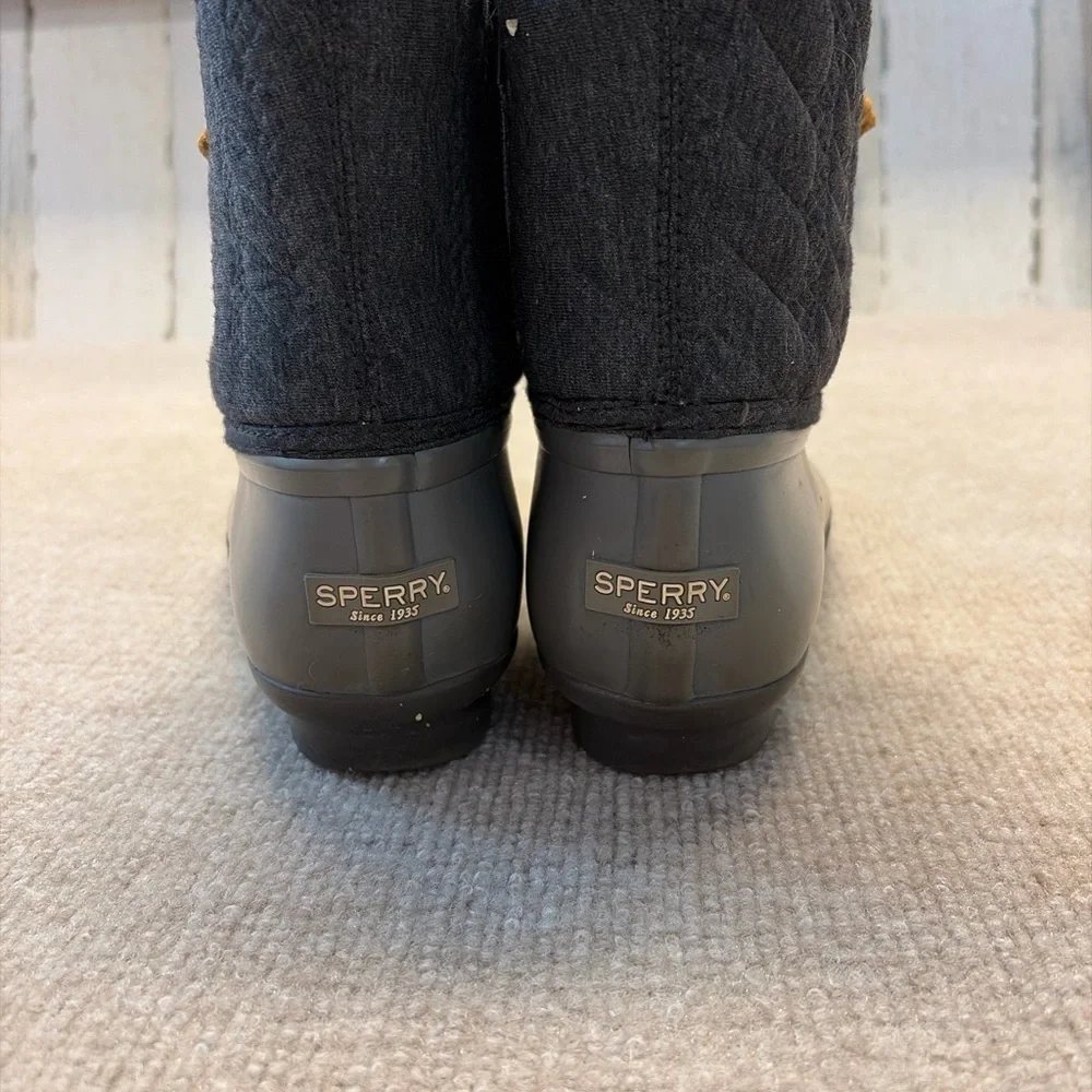 Sperry Saltwater Fleece Shaft Duck Boots — Grey — Girls 6 (Women’s ~7.5)